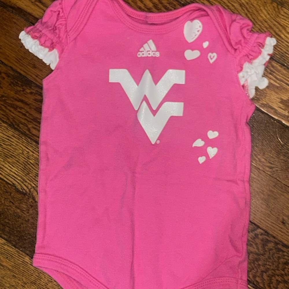 adidas Pink Baby Onesie with Heart Detail